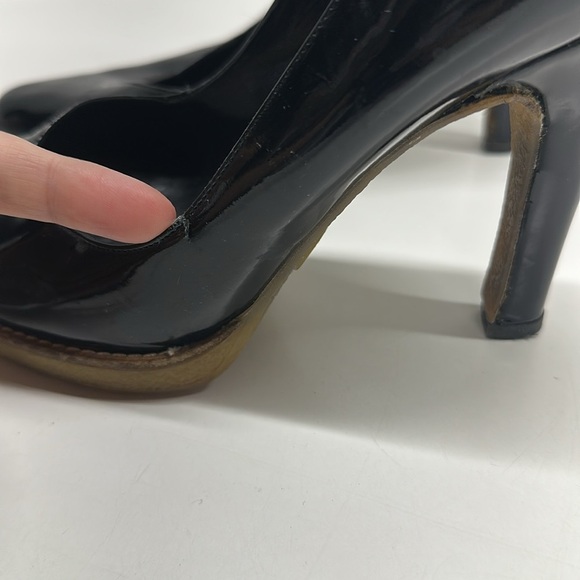 Gucci High Heels Stiletto Heel Pumps Shoes Patent Leather Platform Black Size 8 - Picture 4 of 13